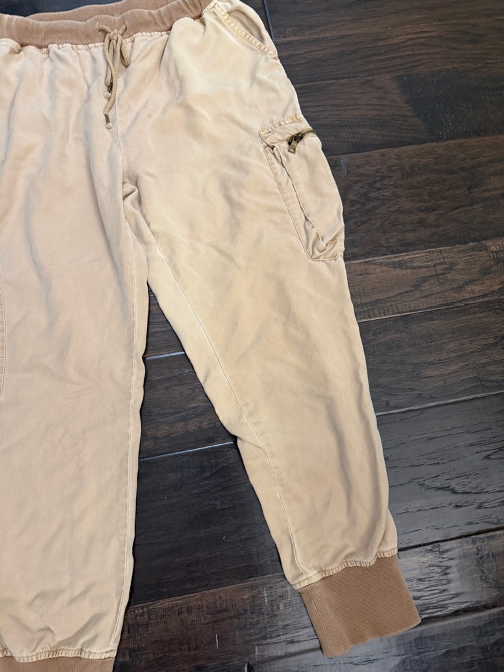 Women's Tan Cargo Jogger Pants - Cropped Ankle Style - Picture 3 of 8